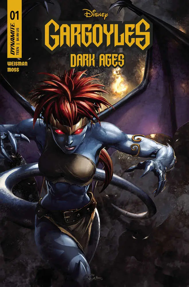 Comic book cover of Gargoyles Dark Ages #1 by Greg Weisman with a warrior in action