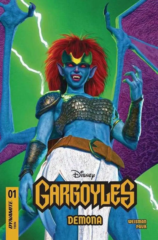 Comic book cover featuring blue-skinned, red-haired female gargoyle by Mark Spears Variant