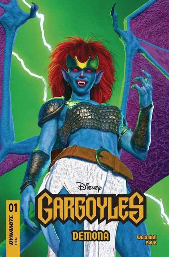 Comic book cover featuring blue-skinned, red-haired female gargoyle by Mark Spears Variant