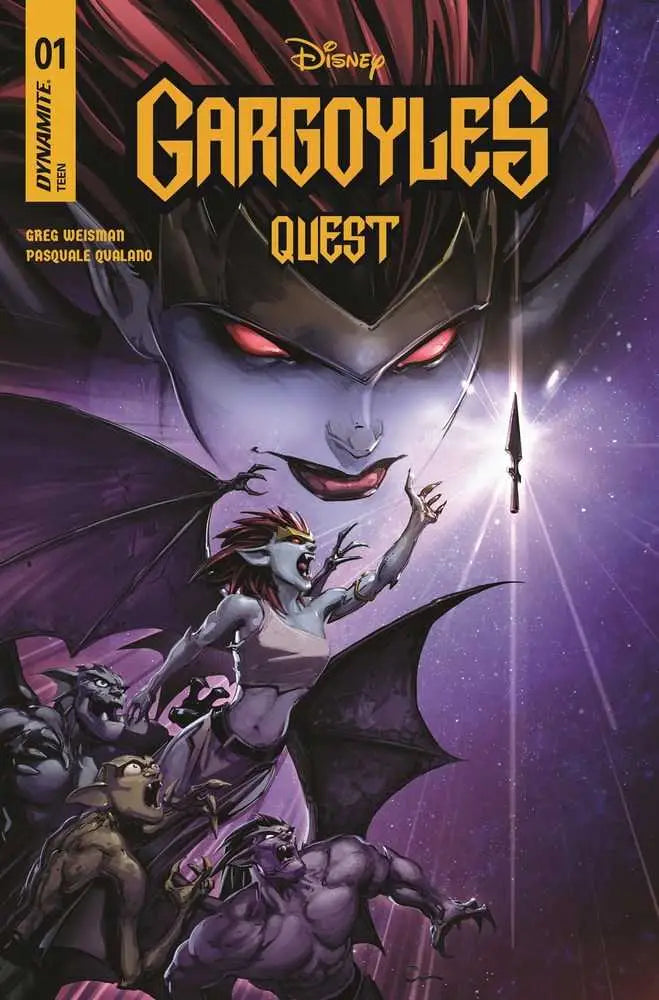 Comic book cover for Gargoyles Quest #1 featuring menacing gargoyle with glowing red eyes