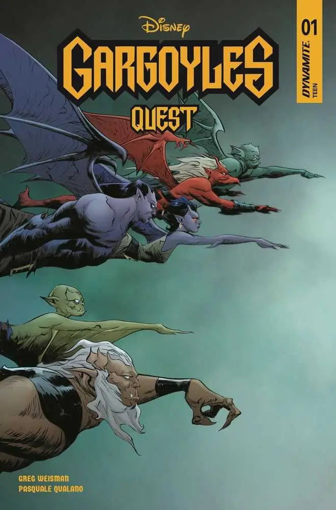 Comic book cover for Gargoyles Quest #1 with Manhattan Clan gargoyles in flight