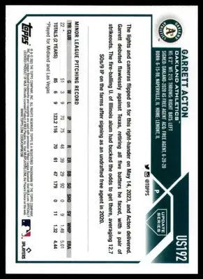 Garrett Acton Rookie 2023 Topps Update #US192 Oakland Athletics - Baseball Card Single