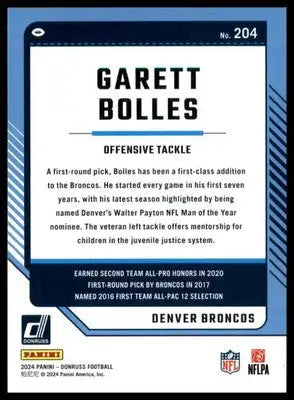 Garrett Bolles 2024 Donruss #204 Denver Broncos - Football Card Single