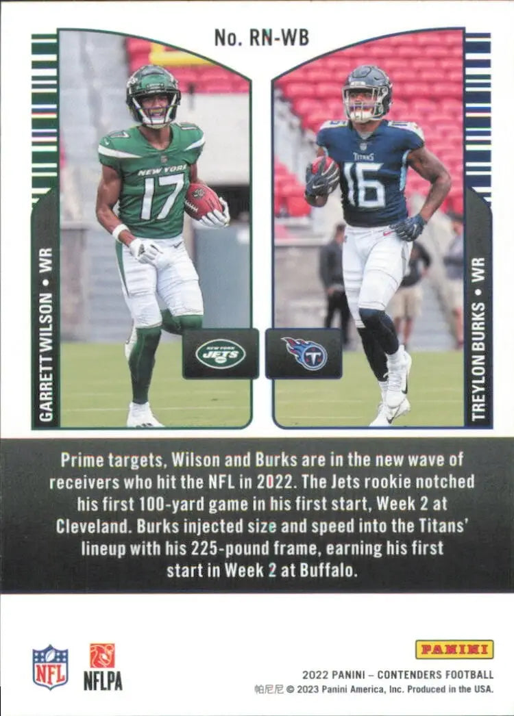 Garrett Wilson Treylon Burks Rookie 2022 Panini Contenders Round Numbers #RN-WB - Football Card Single