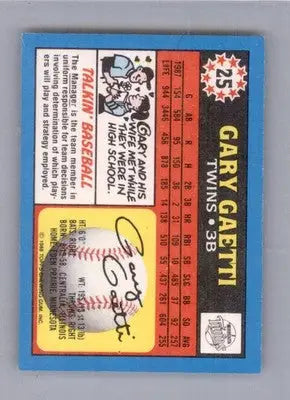 Gary Gaetti - 1988 Topps UK Minis - #25 - Baseball - Baseball Card Single