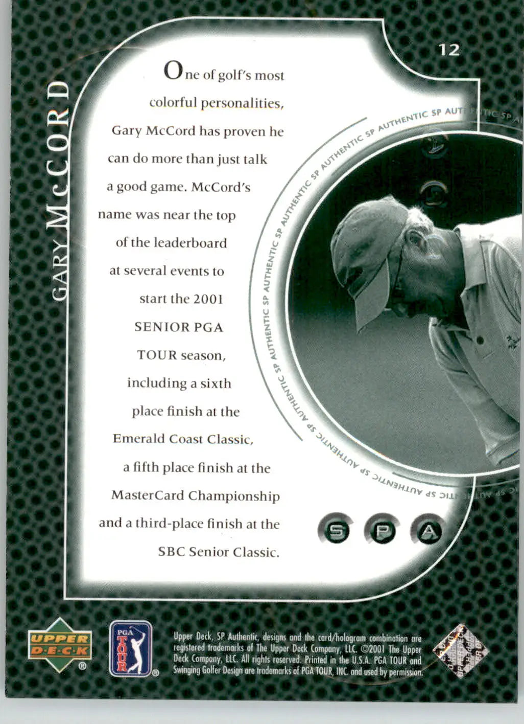 Gary McCord - 2001 Upper Deck - #12 - SP Authentic Preview Golf - Golf Card Single