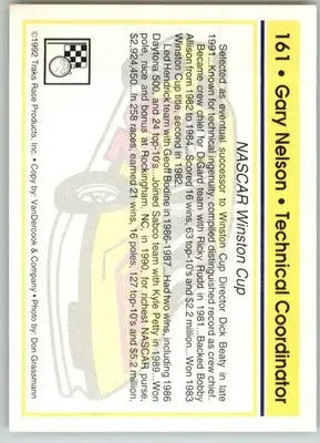 Gary Nelson - 1992 Traks - #161 - Racing - Racing Card Single