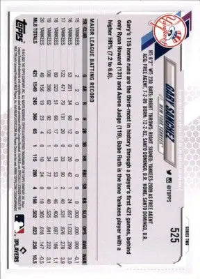 Gary Sanchez 2021 Topps #525a New York Yankees - Baseball Card Single