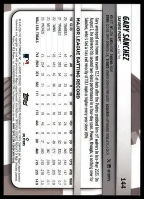 Gary Sánchez 2024 Topps Big League #144 San Diego Padres - Baseball Card Single