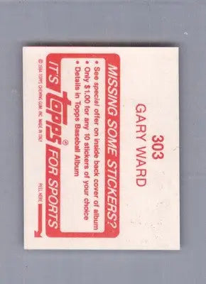 Gary Ward - 1984 Topps Stickers - #303 - Baseball - Baseball Card Single