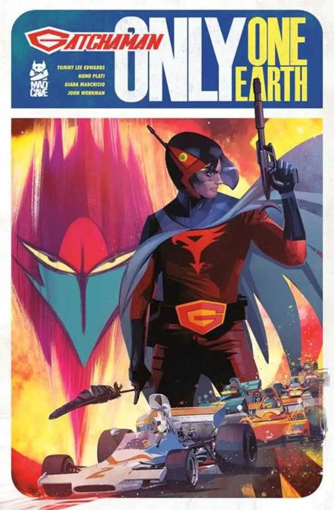 Gatchaman comic book cover featuring Berg Katse and mythical elements in Earth TPB