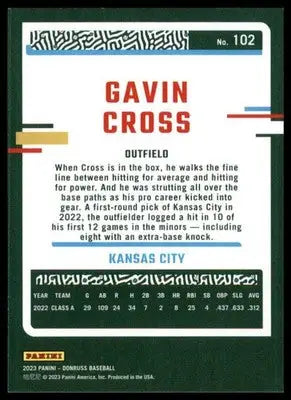 Gavin Cross 2023 Donruss #102 Kansas City Royals - Baseball Card Single