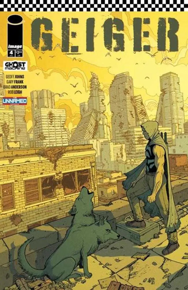 Geiger #4 Cover B showcases a cloaked figure and dog in a post-apocalyptic world