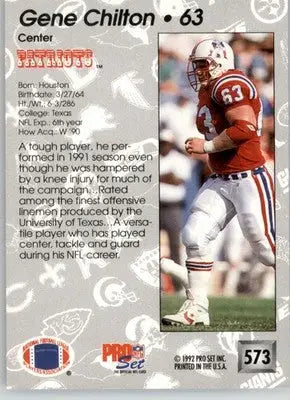 Gene Chilton - 1992 Pro Set - #573 - RC Football - Football Card Single