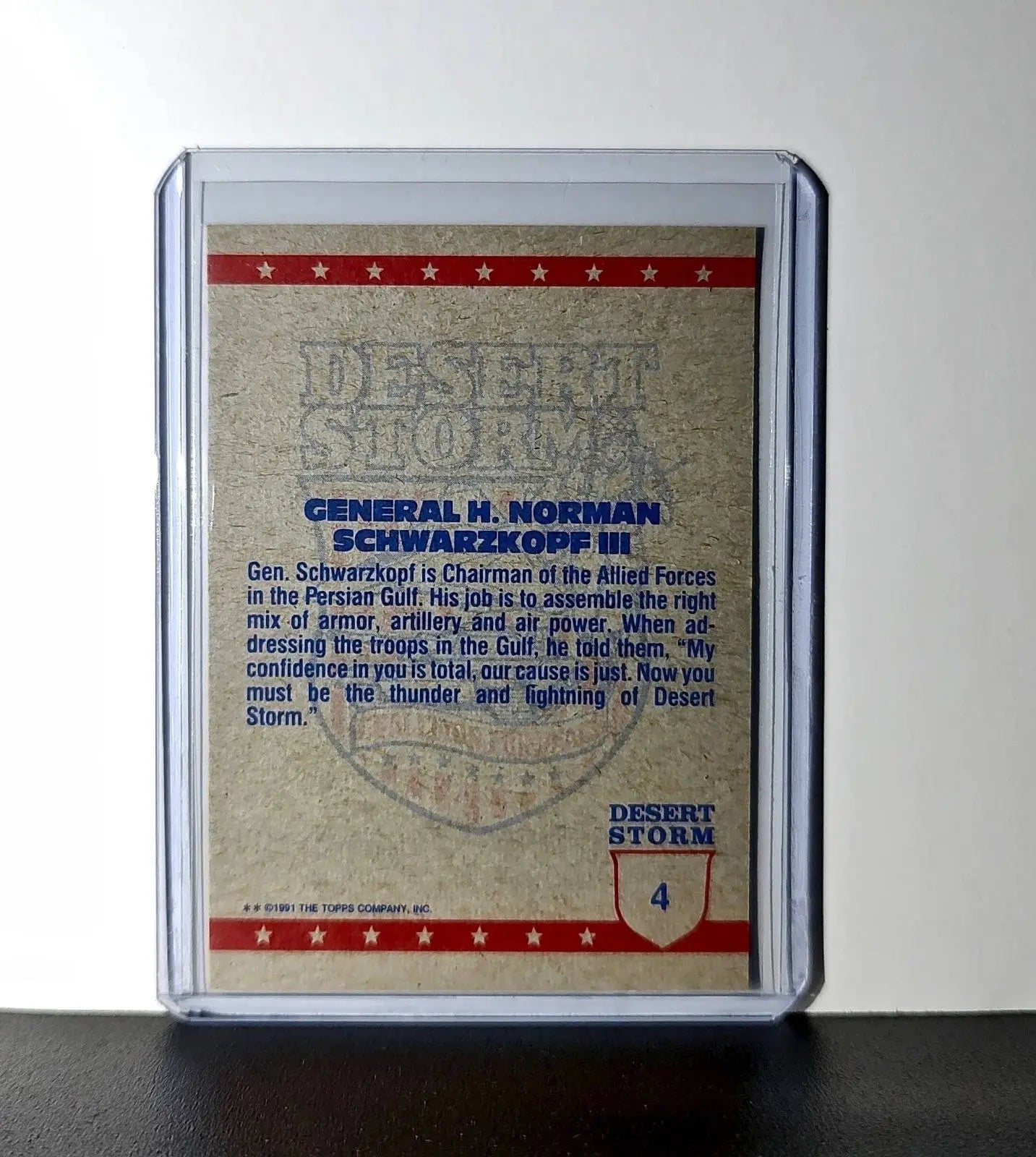 General H. Norman Schwarzkopf 1991 Topps Desert Storm #4 Card - Other