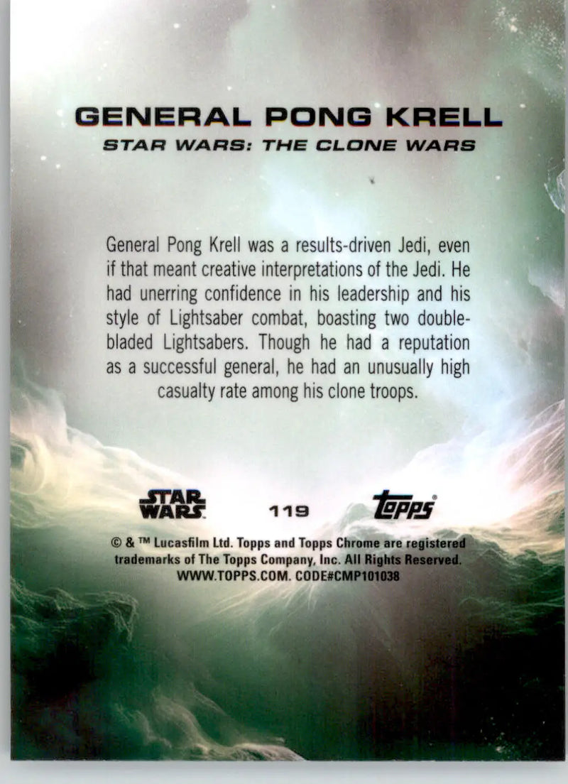 General Pong Krell - 2025 Topps Chrome Star Wars Sapphire - #119 - Non_sport - Star Wars Card Single