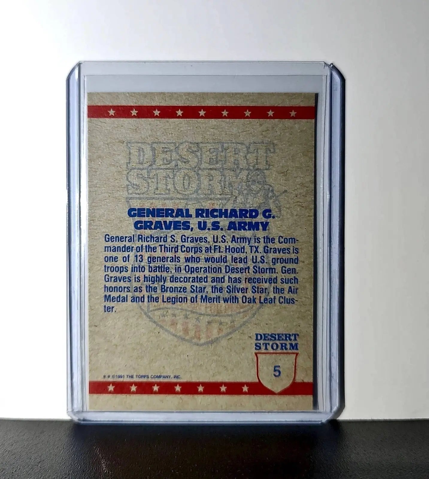 General Richard G. Graves 1991 Topps Desert Storm #5 Card - Non-Sports Card Single