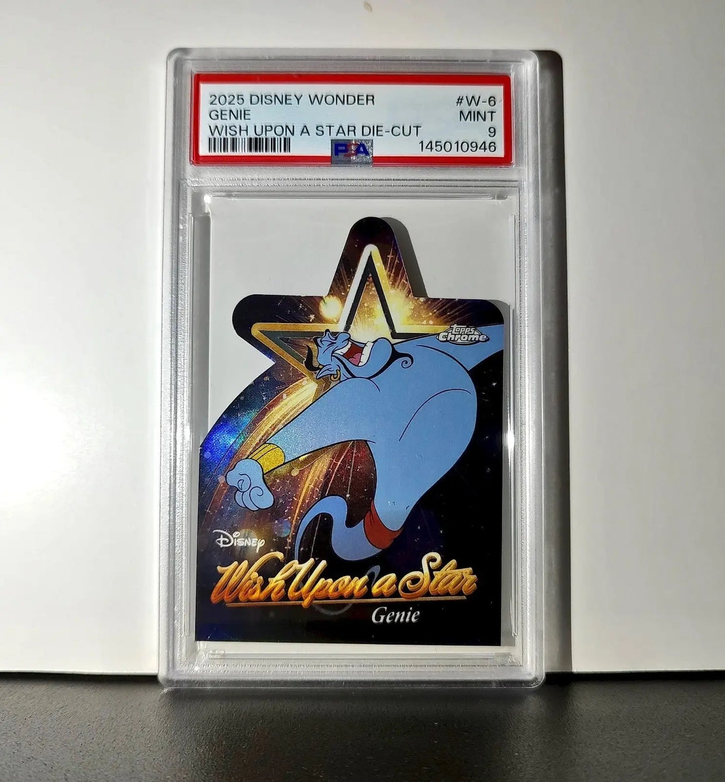 Genie 2025 Topps Chrome Disney #W-6 Wish Upon A Star Die Cut Card Aladdin PSA 9 - Non-Sports Card Single