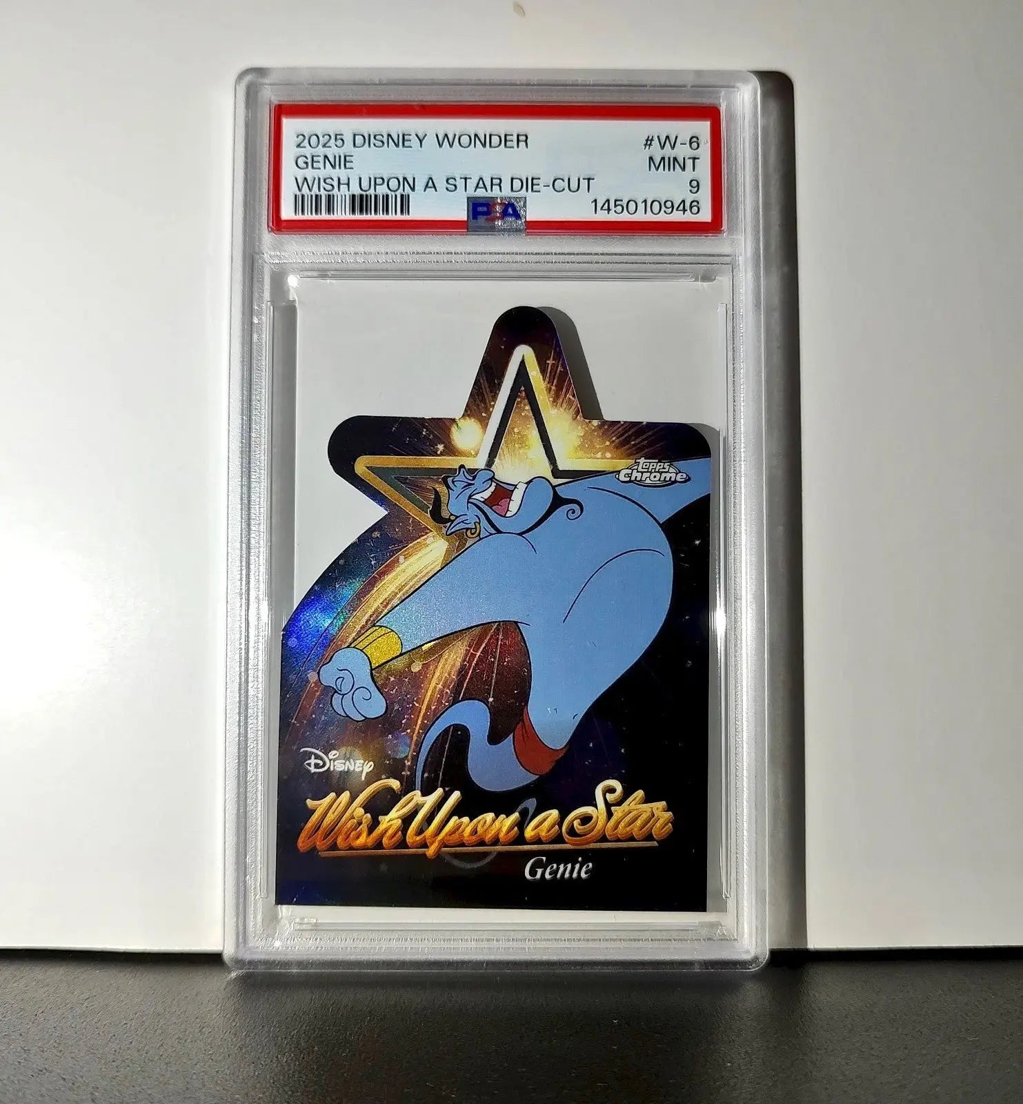 Genie 2025 Topps Chrome Disney #W-6 Wish Upon A Star Die Cut Card Aladdin PSA 9 - Non-Sports Card Single