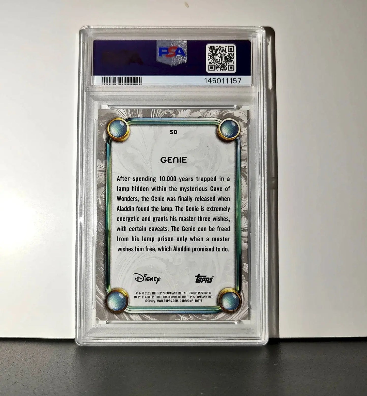 Genie 2025 Topps Disney Wonder #50 Winter Variant Card Aladdin PSA 9 - Non-Sports Card Single