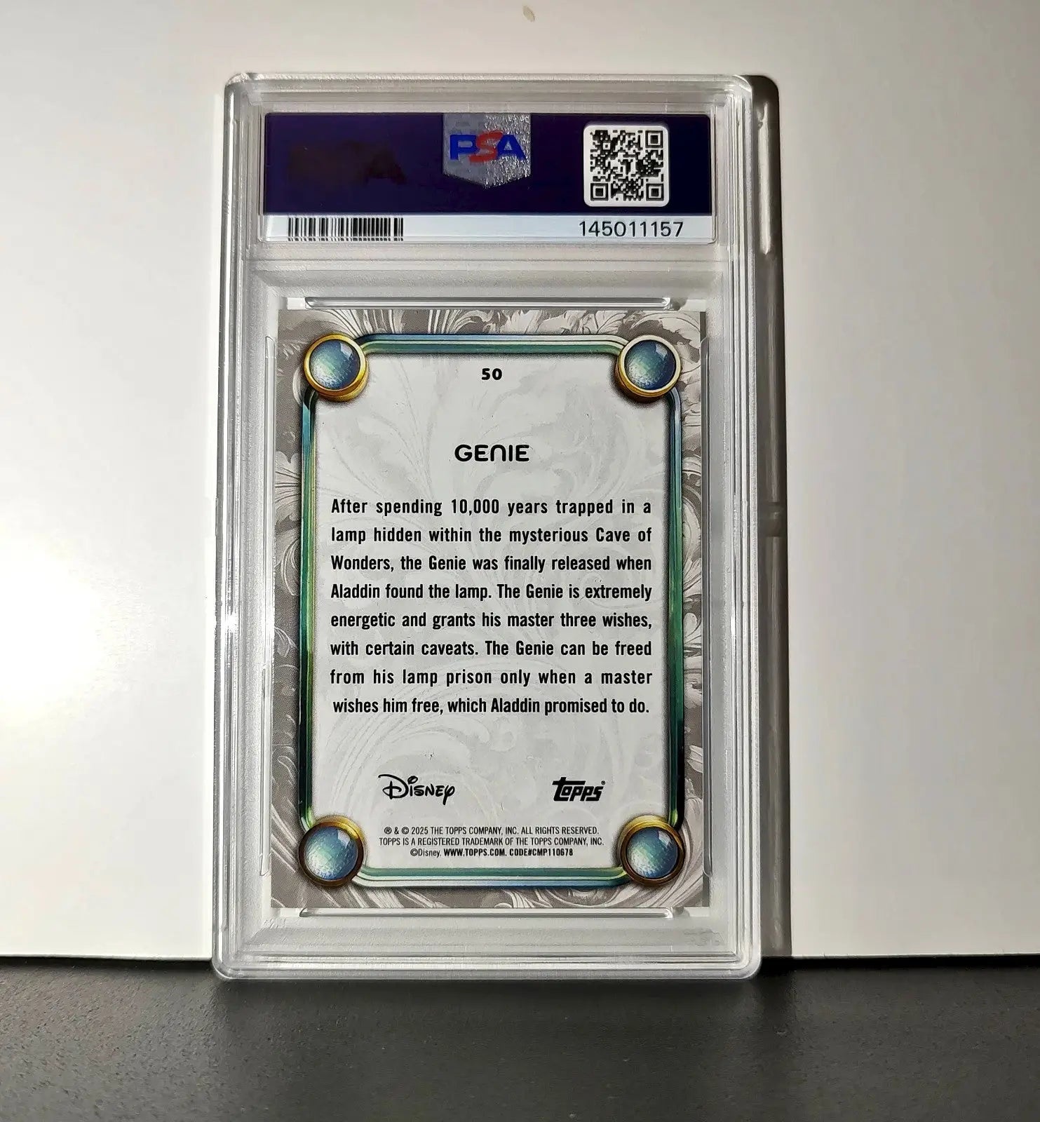 Genie 2025 Topps Disney Wonder #50 Winter Variant Card Aladdin PSA 9 - Non-Sports Card Single