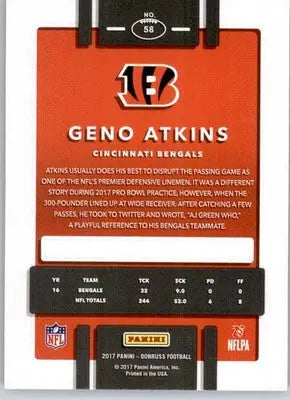 Geno Atkins - 2017 Donruss - #58 - Press Proof Blue Football