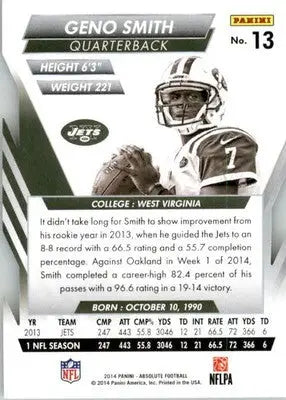 Geno Smith - 2014 Panini Absolute - #13 - Retail Football - Football Card Single