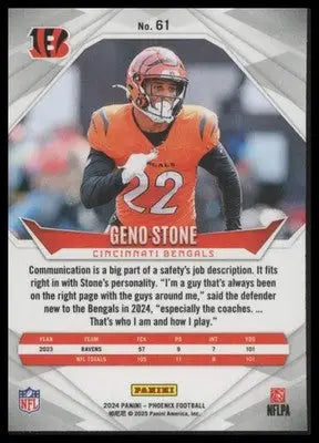 Geno Stone 2024 Panini Phoenix #61 Cincinnati Bengals