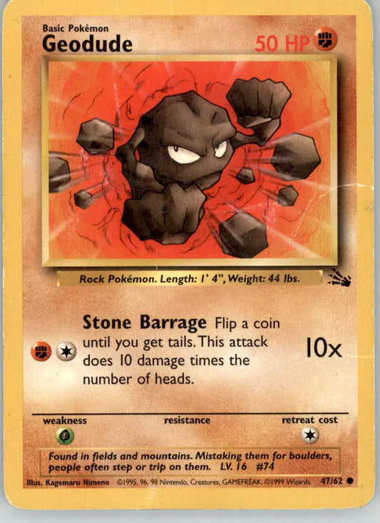 Geodude - Fossil - 47/62 - Unlimited HP Pokemon - Pokémon Card Single