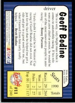 Geoff Bodine - 1991 Maxx Update - #11 - Racing - Racing Card Single