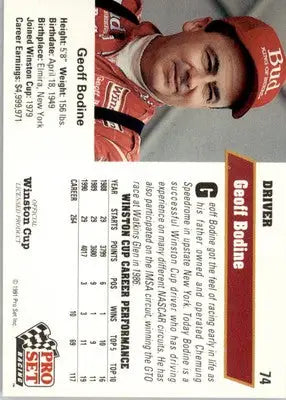 Geoff Bodine - 1991 Pro Set - #74 - Racing - Racing Card Single