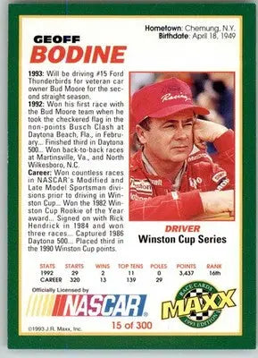 Geoff Bodine - 1993 Maxx - #15 - Racing - Racing Card Single