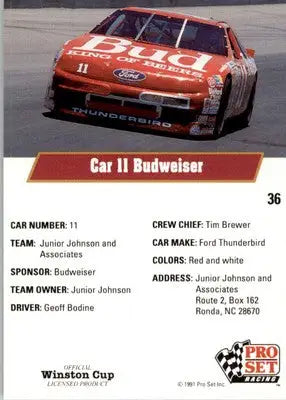 Geoff Bodine’s Car - 1991 Pro Set - #36 - Racing - Racing Card Single