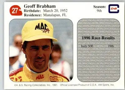 Geoff Brabham - 1991 All World - #27 - Racing - Racing Card Single