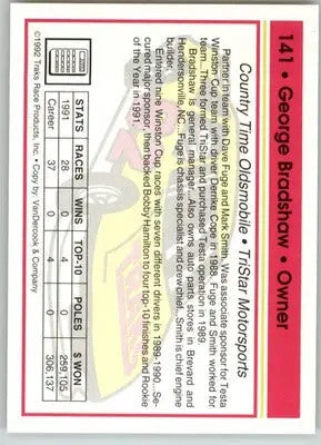 George Bradshaw - 1992 Traks - #141 - Racing - Racing Card Single
