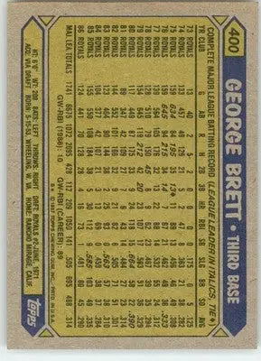 George Brett - 1987 Topps - #400 - Baseball - Baseball Card Single