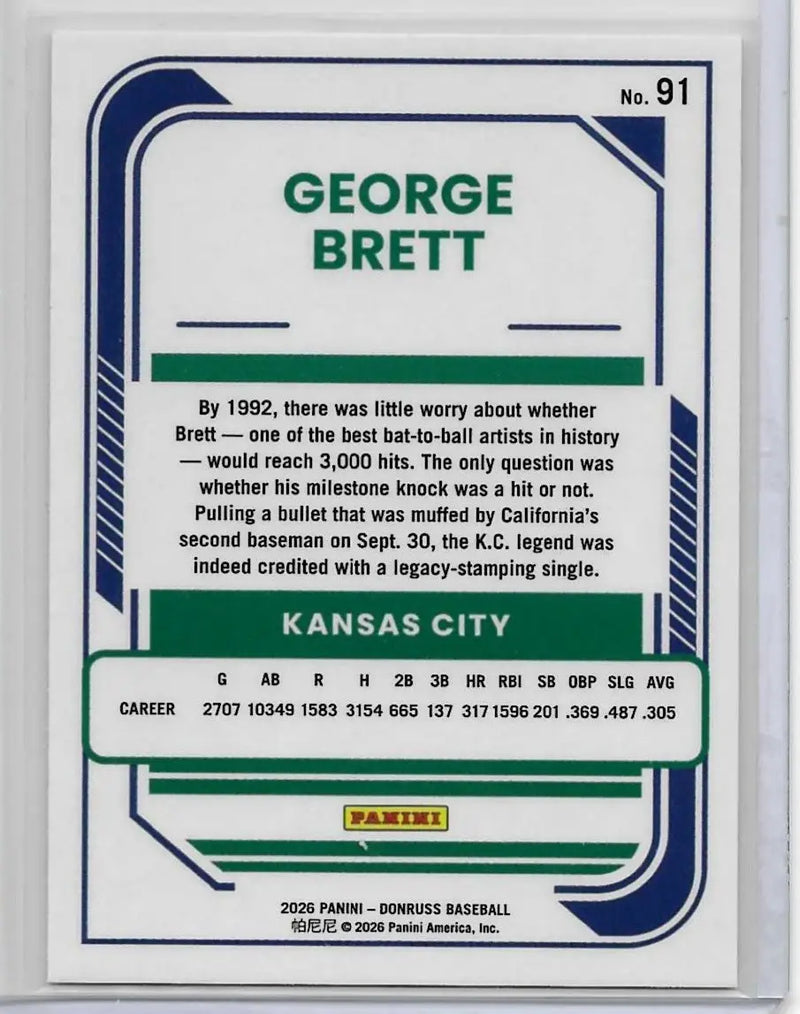 George Brett 2026 Donuss Optic #91 (1422) - Baseball Card Single