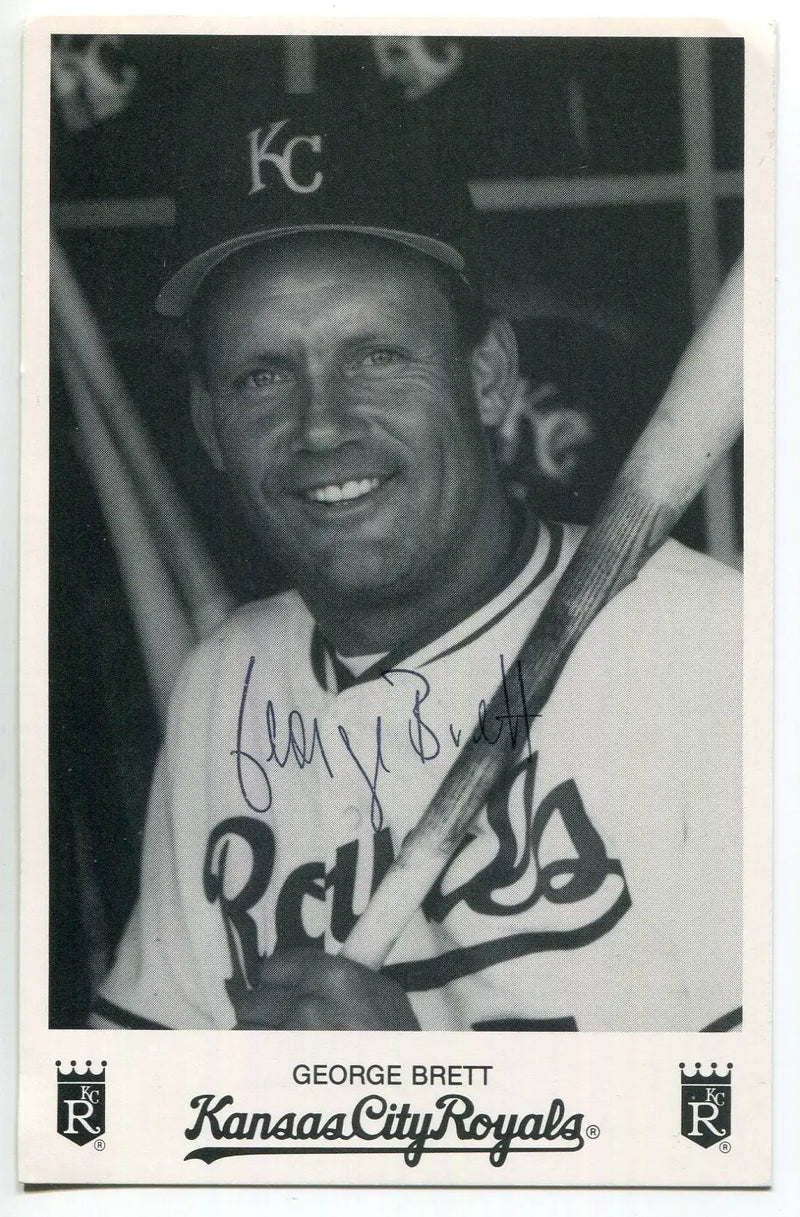 George Brett B&W 3x5 Kansas City Royals Team Issue Facsimile Auto - Sports Memorabilia