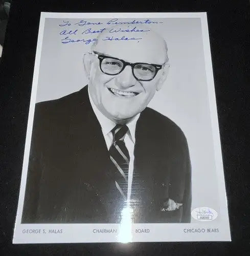 George Halas Signed B&W 8x10 Autograph Photo Chicago Bears HOF JSA Auto - Sports Memorabilia