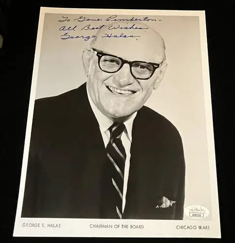 George Halas Signed B&W 8x10 Autograph Photo Chicago Bears HOF JSA Auto - Sports Memorabilia