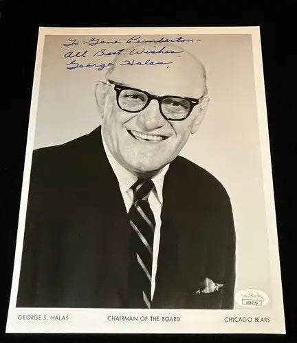George Halas Signed B&W 8x10 Autograph Photo Chicago Bears HOF JSA Auto - Sports Memorabilia