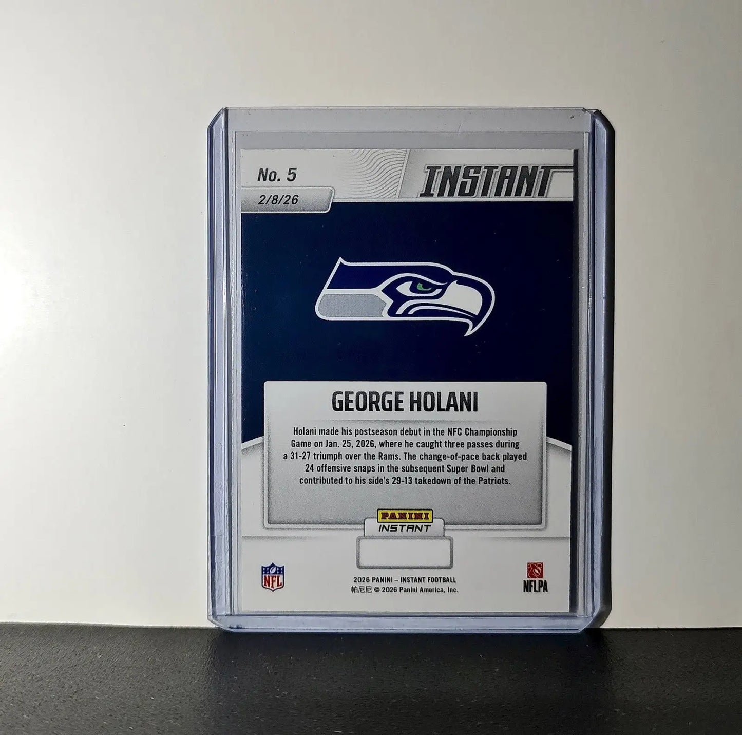 George Holani 2026 Panini NFL Super Bowl LIX Champions #5 Card Seattle Seahawks - Football Card Single