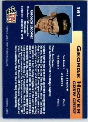 George Hoover - 1992 Pro Set NHRA - #161 - Racing - Racing Card Single