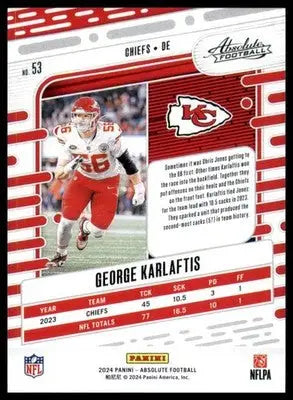 George Karlaftis 2024 Panini Absolute Retail #53 Kansas City Chiefs