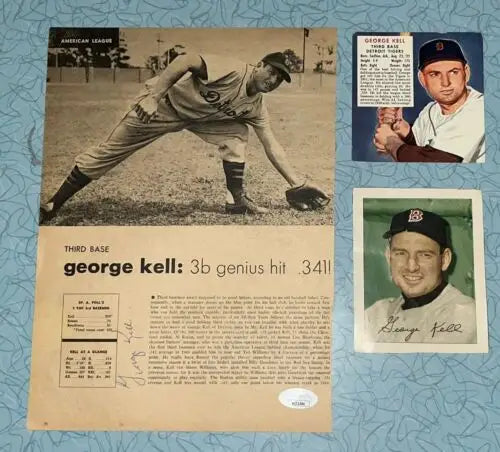 George Kell baseball memorabilia including signed Sport Magazine page in a collectible lot