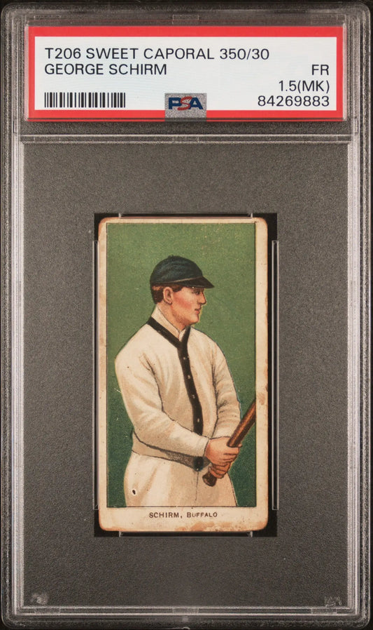 George Schirm 1909-11 T206 Sweet Caporal 350/30 PSA 1.5 Fair MK - Baseball Card Single