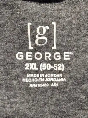 George Shirt Mens 2XL Gray Short Sleeve Crew Neck Basic Tee Oversized Casual - Apparel