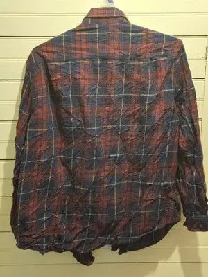George Shirt Mens 3XL Plaid Flannel Long Sleeve Button Up Red Navy Casual Pocket - Apparel