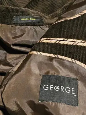 George Suit Coat Mens XXL Brown Corduroy Lined Notched Pockets Two Button Jacket - Apparel