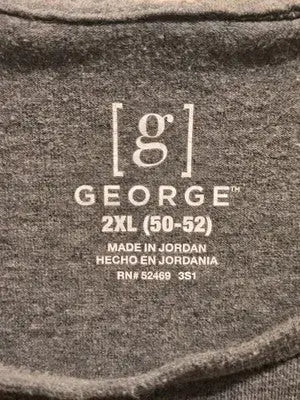 George T-Shirt Mens 2XL Gray Short Sleeve Crew Neck Basic Cotton Tee Everyday - Apparel